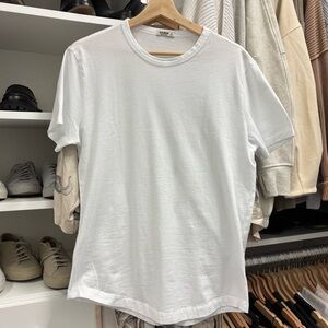 Buck Mason Pima Curved Hem Tee White